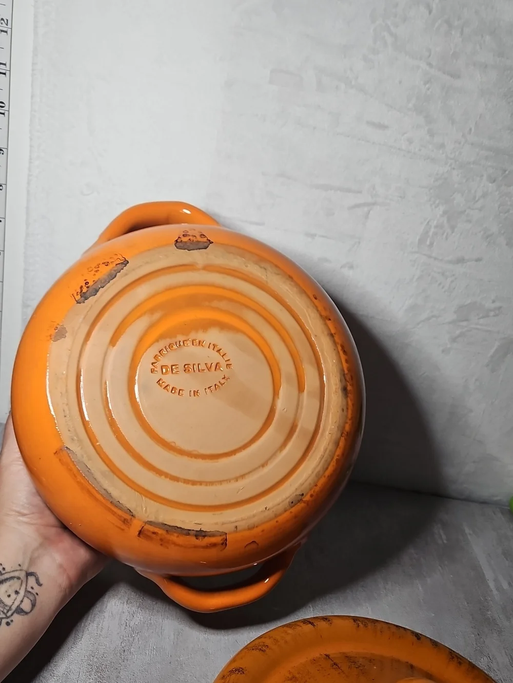 De Silva Pottery Terracotta Casserole Dish, Italian Orange Bean Pot Rustic Large